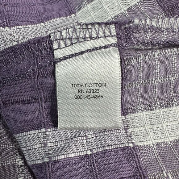 Christopher Banks Womens Size Small Purple White Plaid V Neck Top Blouse Shirt - Picture 11 of 11